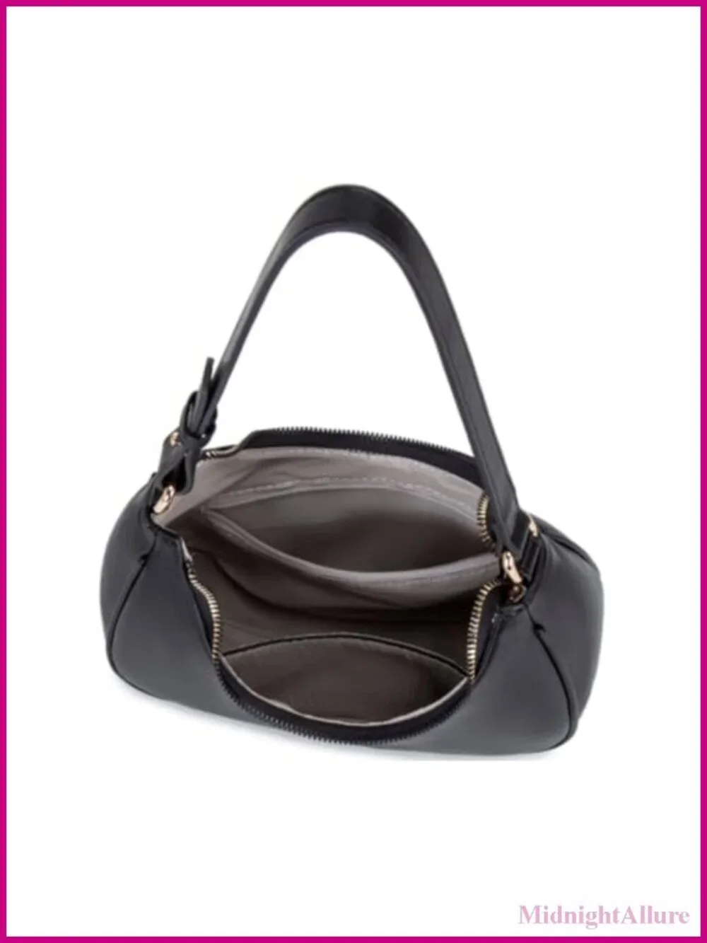 PU Leather Crescent Hobo Shoulder Bag Mini Clutch Tote Purse Zipper Closure